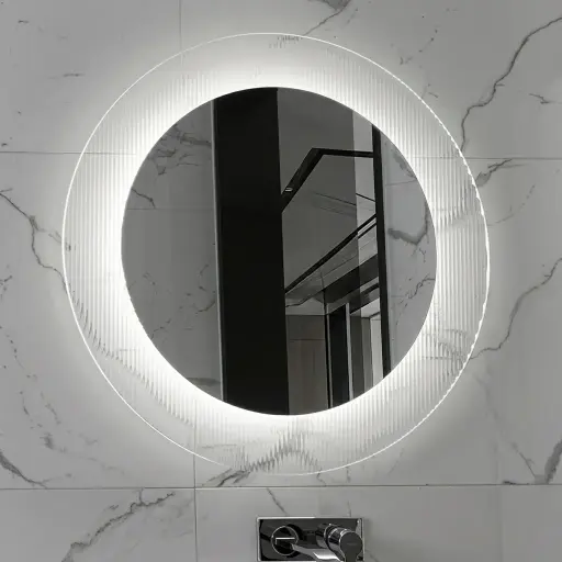 Round Framed Backlit Mirror with Touch Dimmer with On/Off Touch Switch