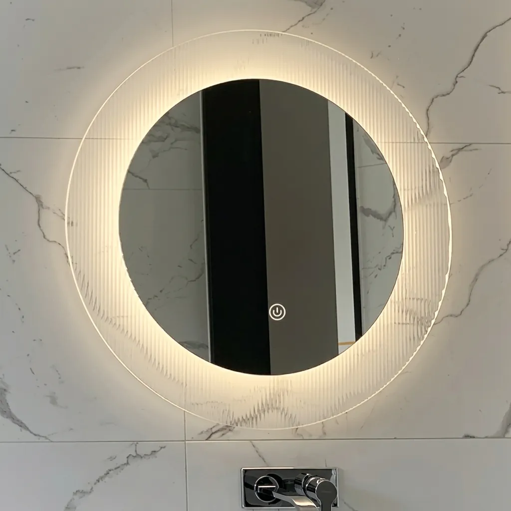Round Framed Backlit Mirror with Touch Dimmer with On/Off Touch Switch — LHM-1056 (image 2)
