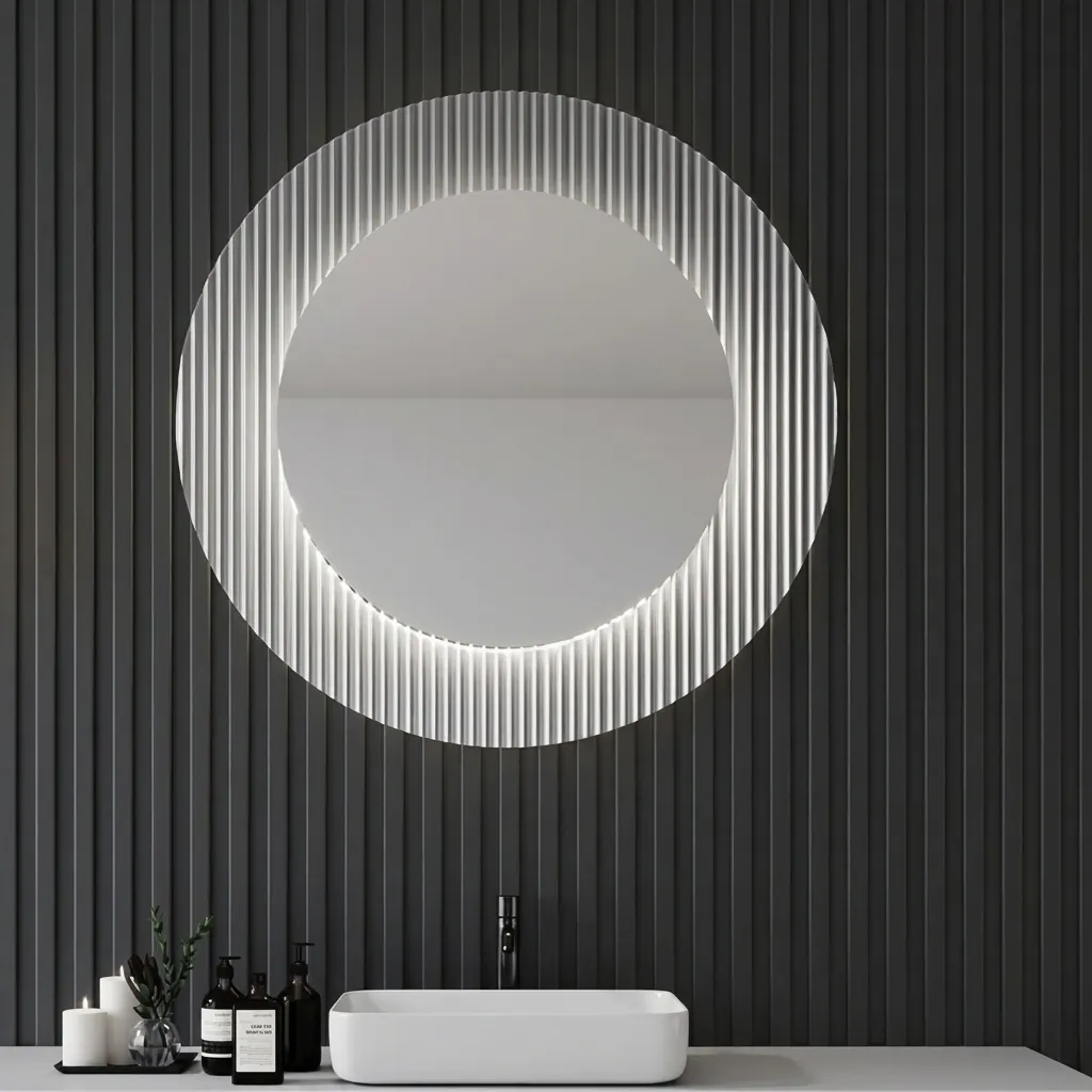 Round Framed Backlit Mirror with Touch Dimmer with On/Off Touch Switch — LHM-1056 (image 4)