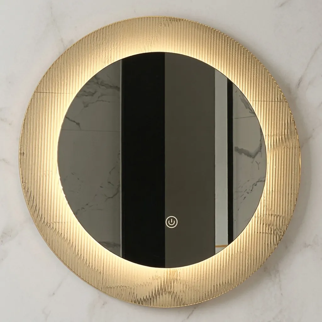 Round Framed Backlit Mirror with Touch Dimmer with On/Off Touch Switch — LHM-1056 (image 7)