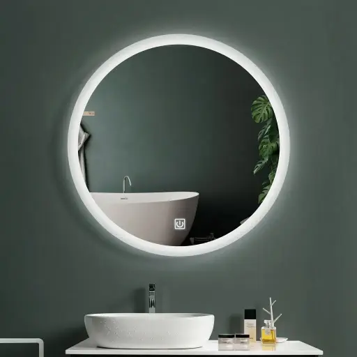 Round Frameless LED Front-Light Mirror with Anti-Fog