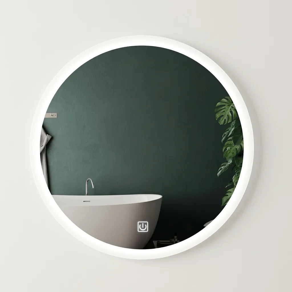Round Frameless LED Front-Light Mirror with Anti-Fog — LHM-1057 (image 2)