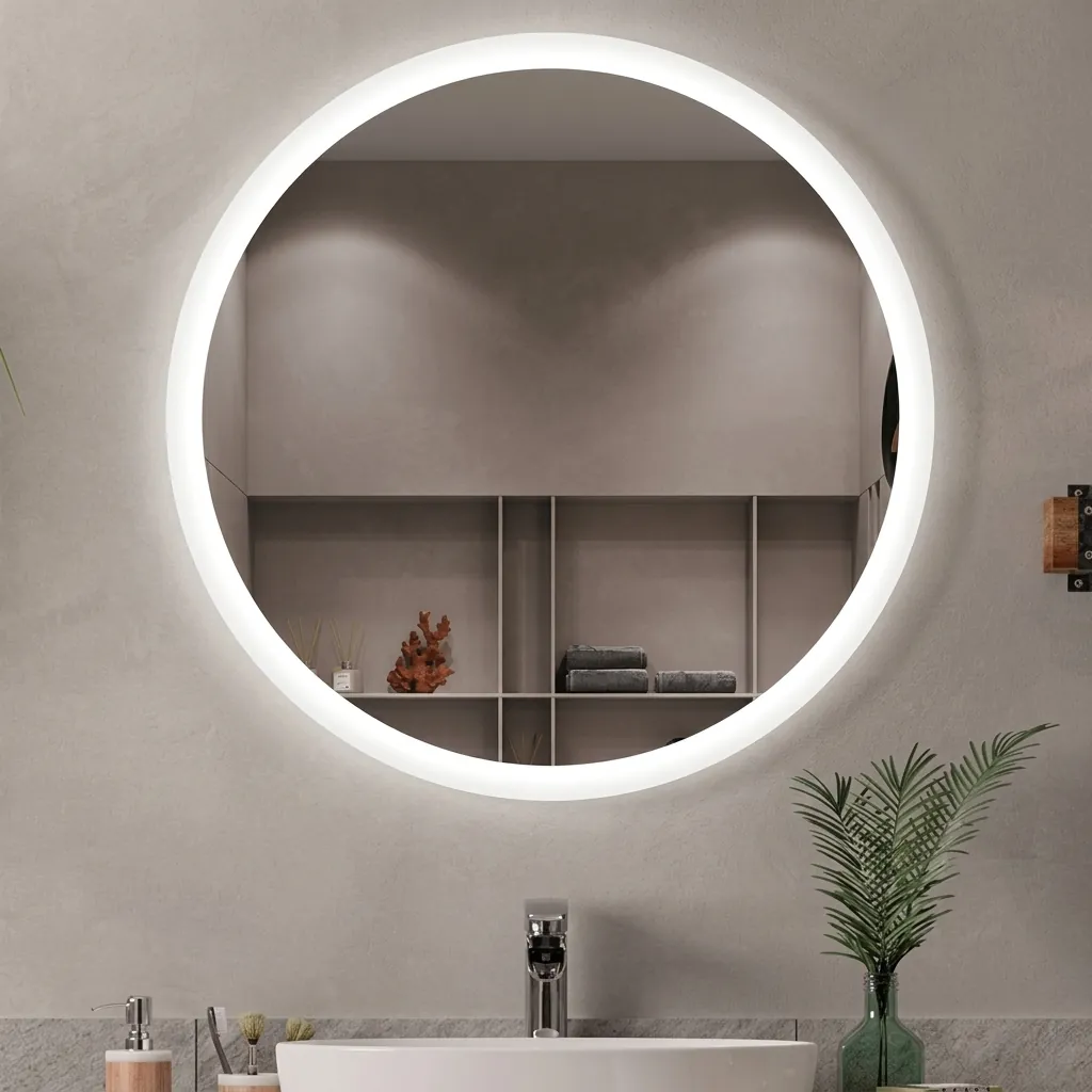 Round Frameless LED Front-Light Mirror with Anti-Fog — LHM-1057 (image 3)