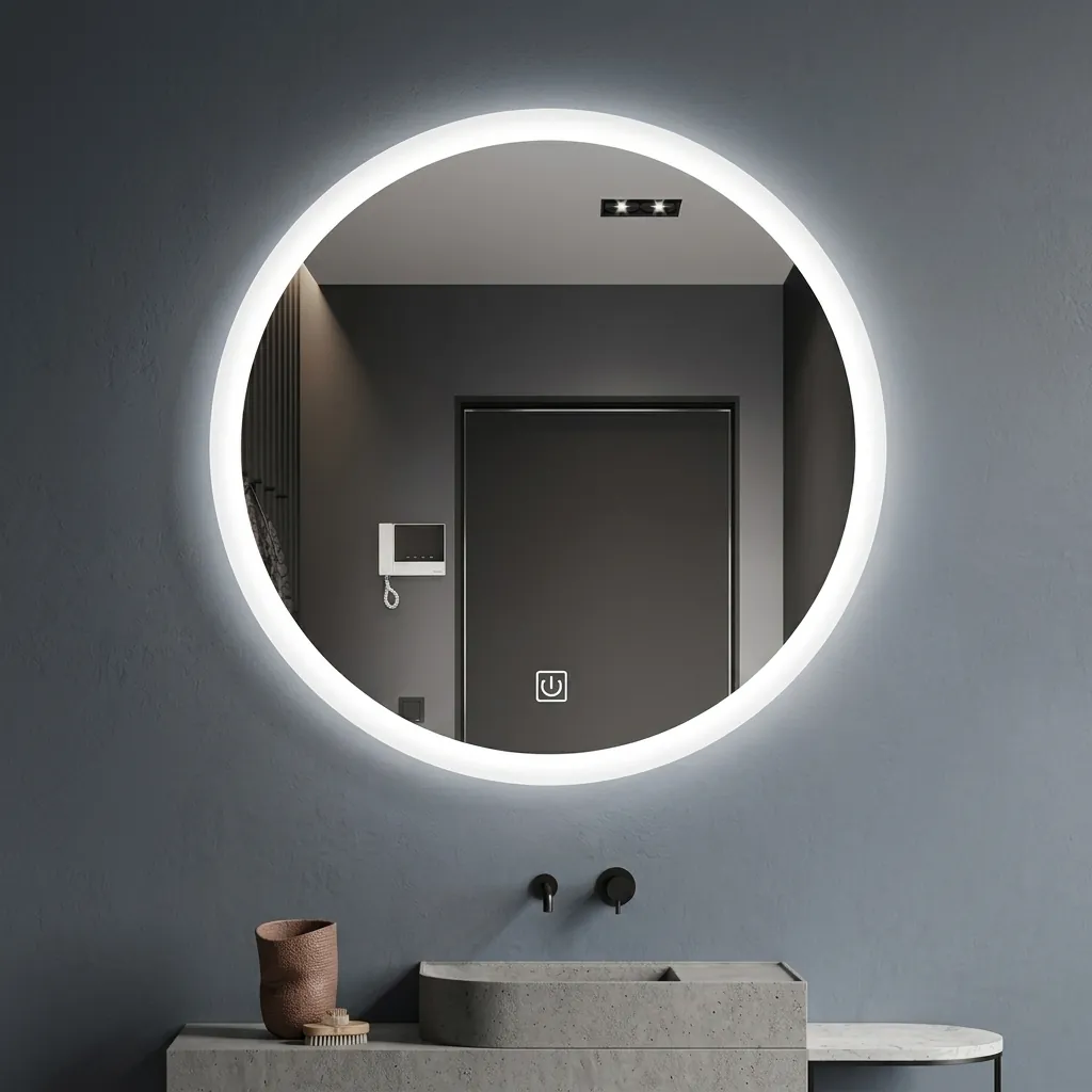 Round Frameless LED Front-Light Mirror with Anti-Fog — LHM-1057 (image 4)