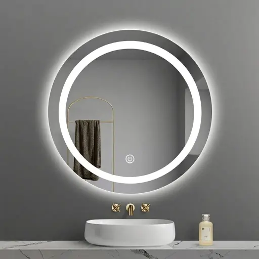 Round Frameless LED Backlit Mirror with Anti-Fog