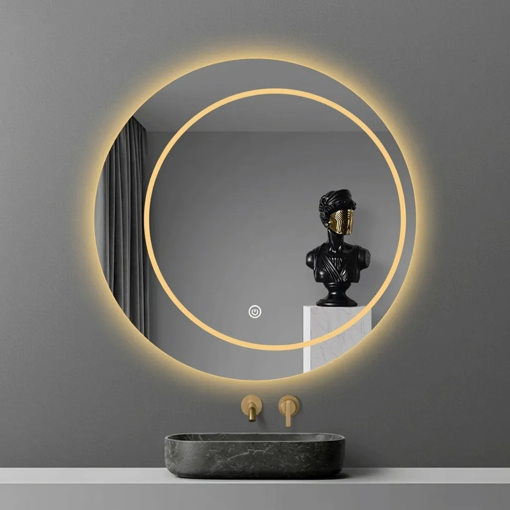 Round Frameless LED Backlit Mirror with Anti-Fog — LHM-1058 (image 2)