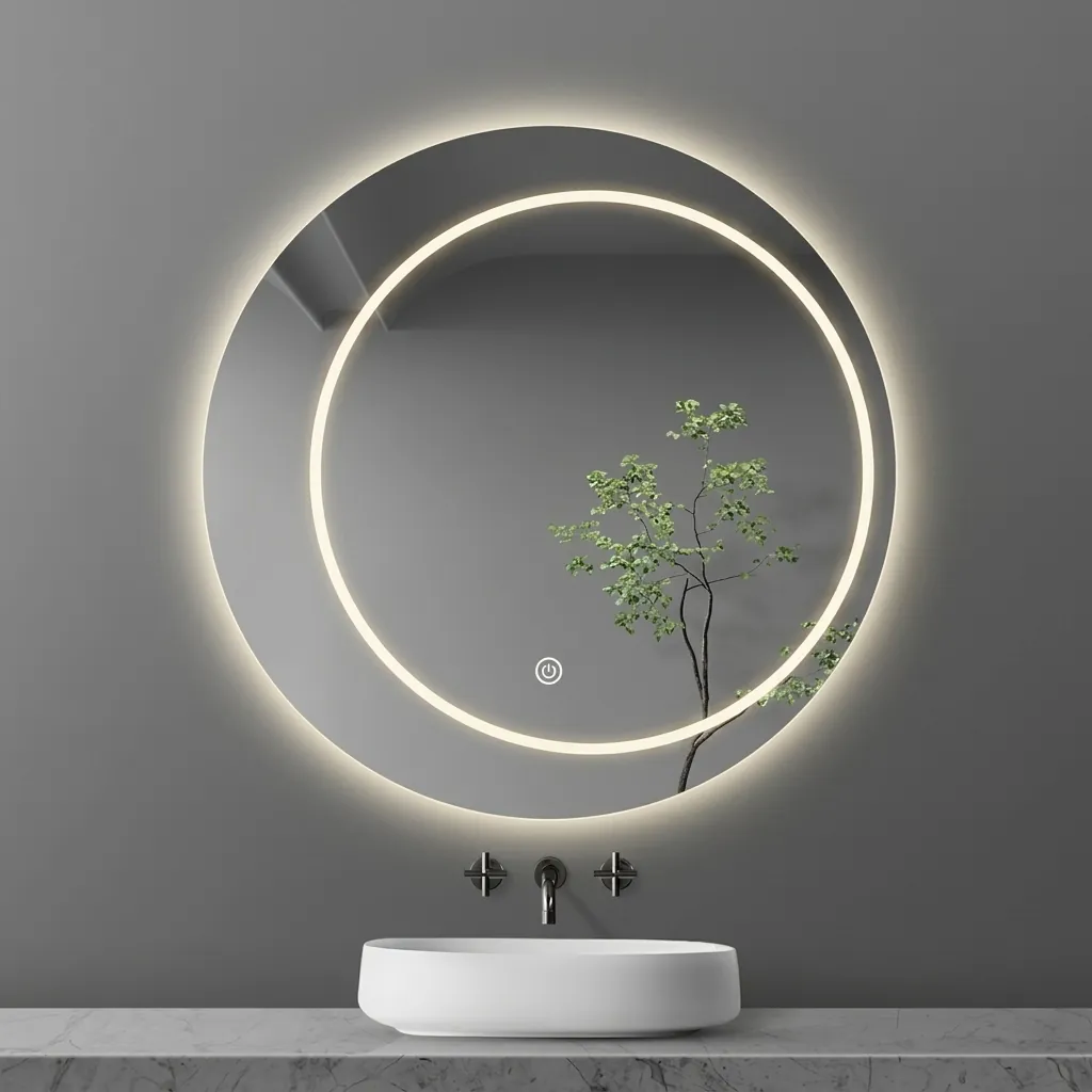 Round Frameless LED Backlit Mirror with Anti-Fog — LHM-1058 (image 3)