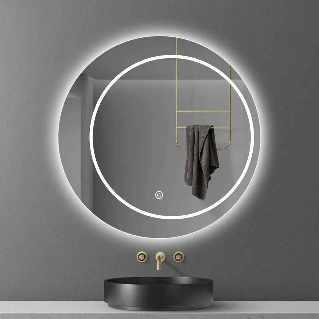 Round Frameless LED Backlit Mirror with Anti-Fog — LHM-1058 (image 4)