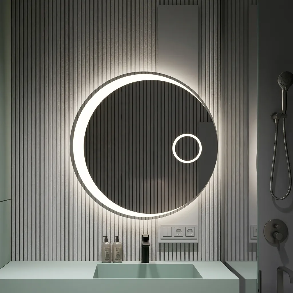 Round Frameless LED Backlit Mirror with Touch Dimmer — LHM-1059 (image 5)