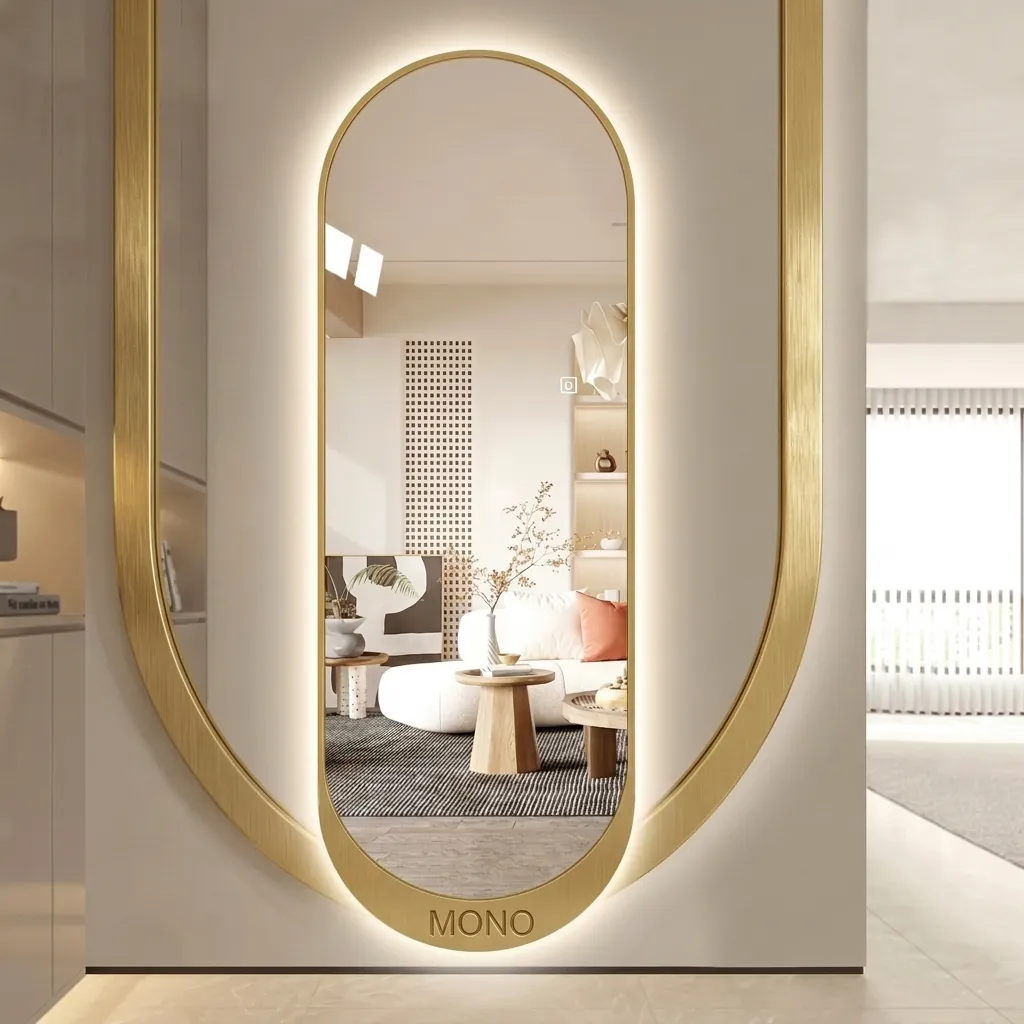 Oval Full-Length Framed LED Backlit Mirror with Touch Dimmer [1062] — LHM-1062 (image 1)