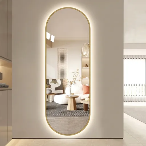Oval Full-Length Framed LED Backlit Mirror with Touch Dimmer [1062] — LHM-1062