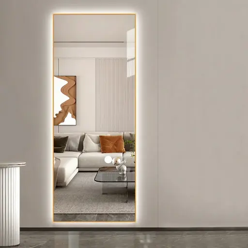 Rectangle Full-Length Framed LED Backlit Mirror with Touch Dimmer