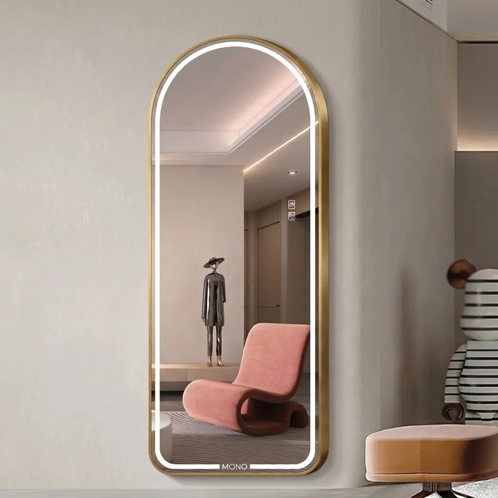 Arch Full-Length Framed LED Front-Light Mirror with Touch Dimmer [1064] — LHM-1064 (image 1)