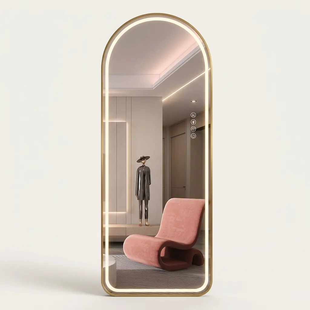 Arch Full-Length Framed LED Front-Light Mirror with Touch Dimmer [1064] — LHM-1064 (image 2)