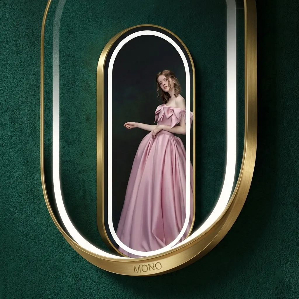 Oval Full-Length Framed LED Front-Light Mirror with Touch Dimmer — LHM-1065 (image 1)