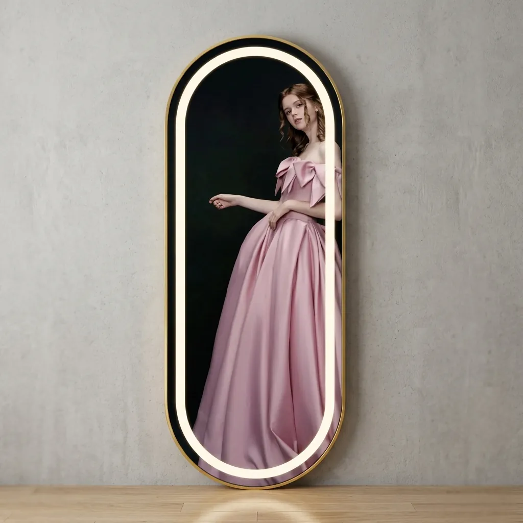 Oval Full-Length Framed LED Front-Light Mirror with Touch Dimmer — LHM-1065 (image 2)