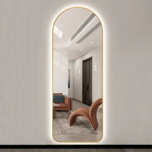 Arch Full-Length Framed LED Backlit Mirror with Touch Dimmer [1066]