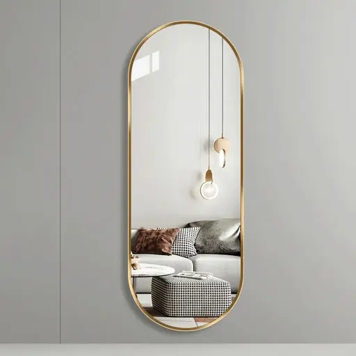 Oval Full-Length Framed LED Backlit Mirror with Touch Dimmer [1068]