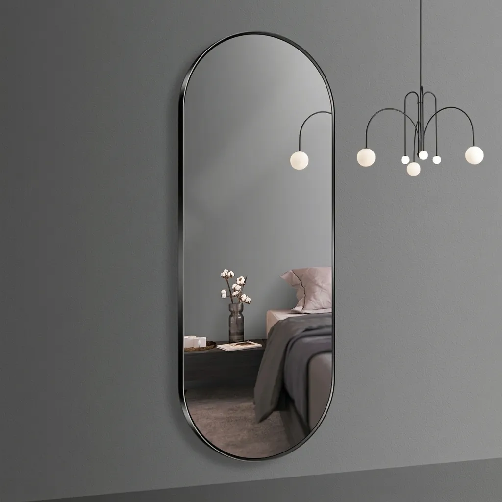 Oval Full-Length Framed LED Backlit Mirror with Touch Dimmer [1068] — LHM-1068 (image 2)
