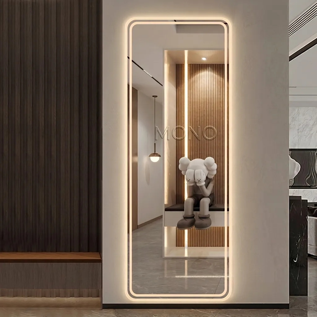 Round-Rect Full-Length Framed Front-Lit Mirror with Touch Dimmer [1069] — LHM-1069 (image 1)