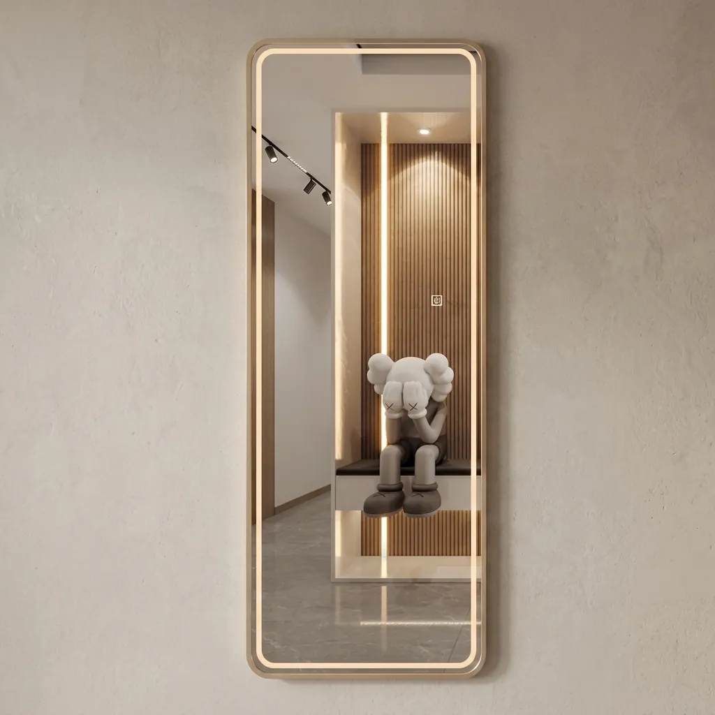 Round-Rect Full-Length Framed Front-Lit Mirror with Touch Dimmer [1069] — LHM-1069 (image 2)