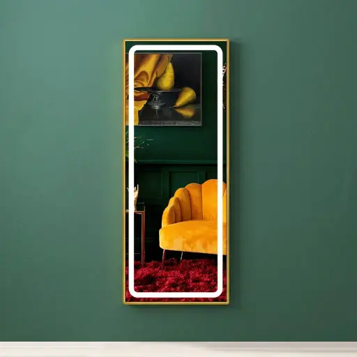 Rectangle Full-Length Framed Front-Lit Mirror with Touch Dimmer
