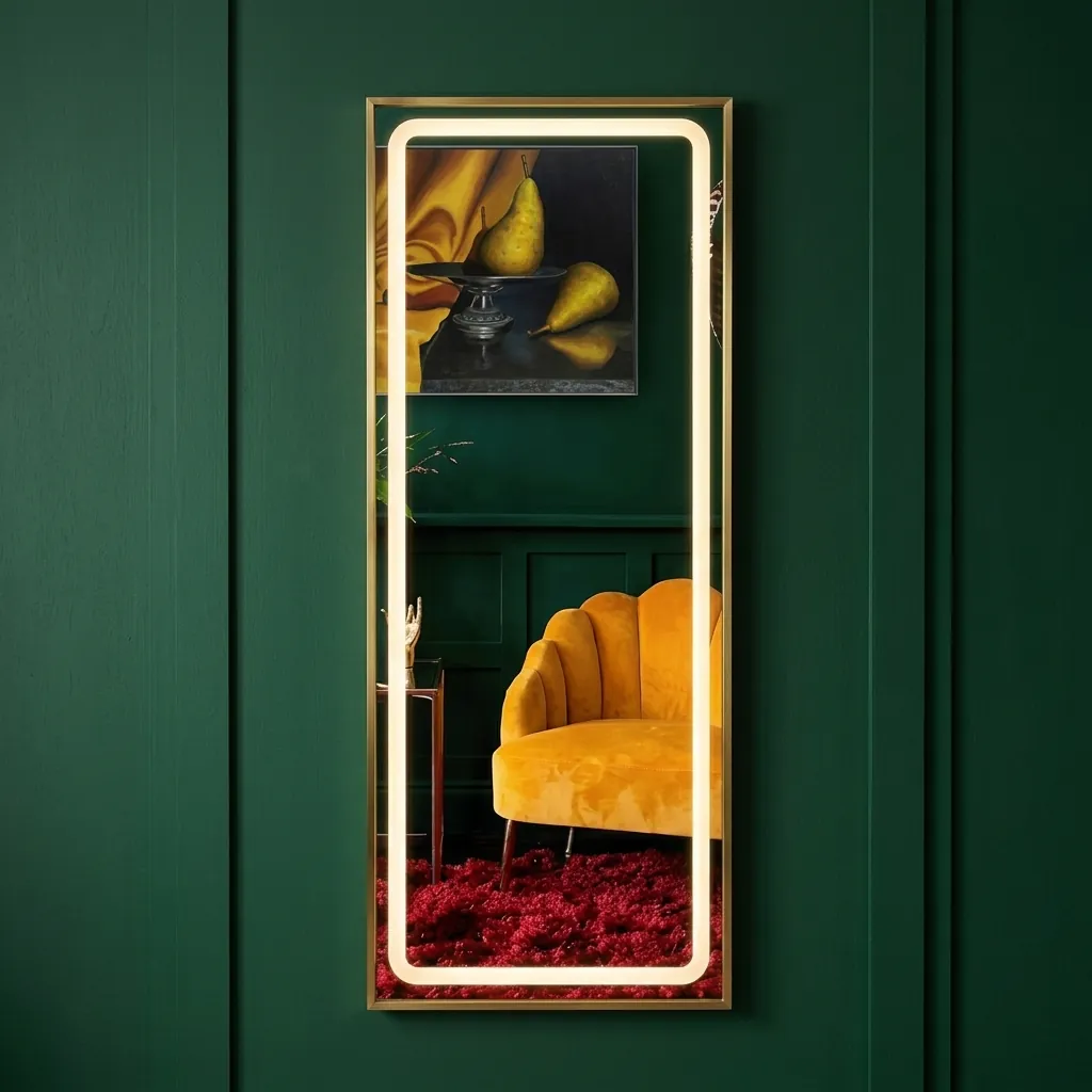 Rectangle Full-Length Framed Front-Lit Mirror with Touch Dimmer — LHM-1070 (image 2)