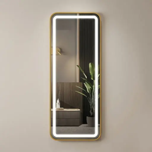 Round-Rect Full-Length Framed Front-Lit Mirror with Touch Dimmer [1071]