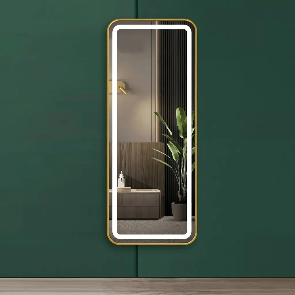 Round-Rect Full-Length Framed Front-Lit Mirror with Touch Dimmer [1071] — LHM-1071 (image 2)