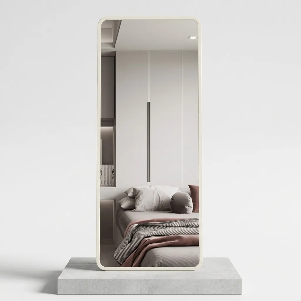 Round-Rect Full-Length Frameless Front-Lit Mirror with Touch Dimmer — LHM-1073 (image 2)