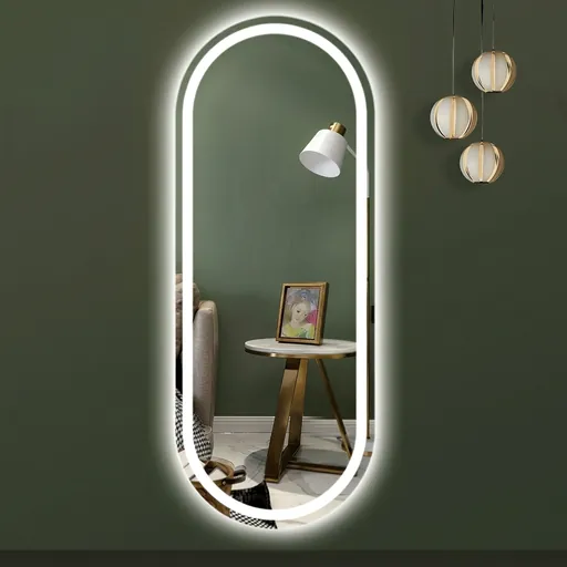 Oval Full-Length Frameless Front-Lit Mirror with Touch Dimmer — LHM-1074