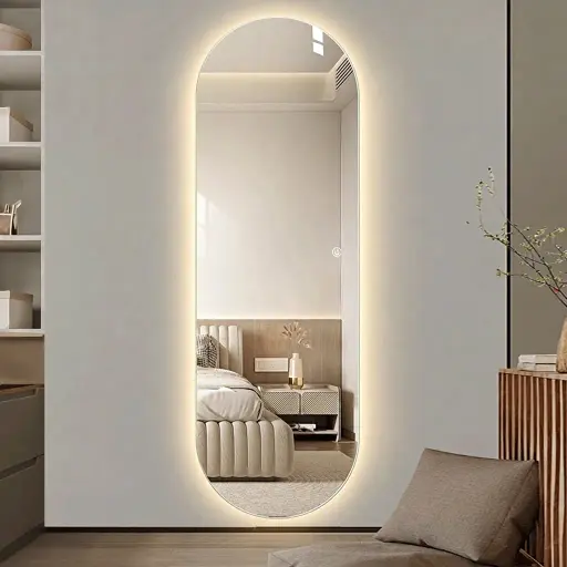 Oval Full-Length Framed LED Backlit Mirror with Touch Dimmer [1076]