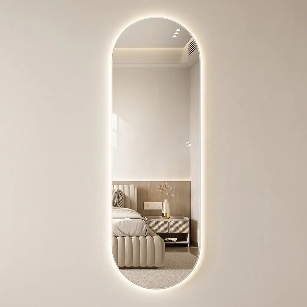 Oval Full-Length Framed LED Backlit Mirror with Touch Dimmer [1076] — LHM-1076 (image 2)