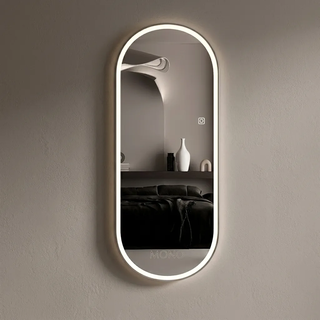 Oval Full-Length Framed LED Backlit Mirror with Touch Dimmer [1077] — LHM-1077 (image 1)