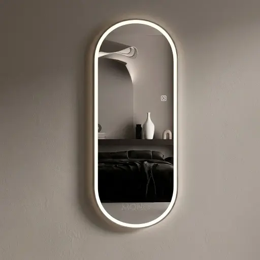 Oval Full-Length Framed LED Backlit Mirror with Touch Dimmer [1077]