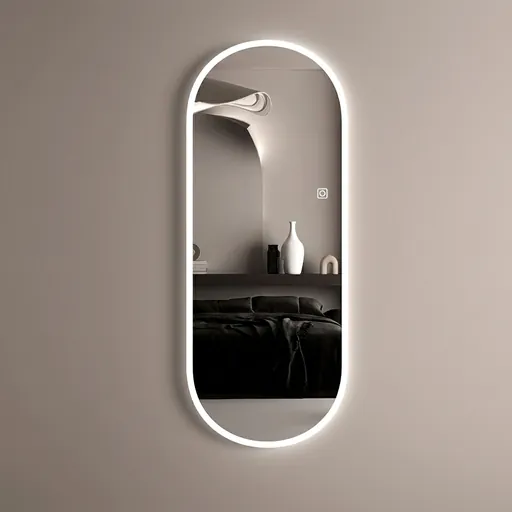 Oval Full-Length Framed LED Backlit Mirror with Touch Dimmer [1077] — LHM-1077