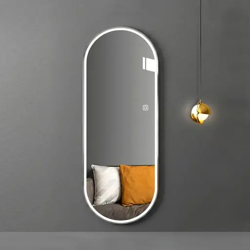 Oval Full-Length Framed LED Backlit Mirror with Touch Dimmer [1079]