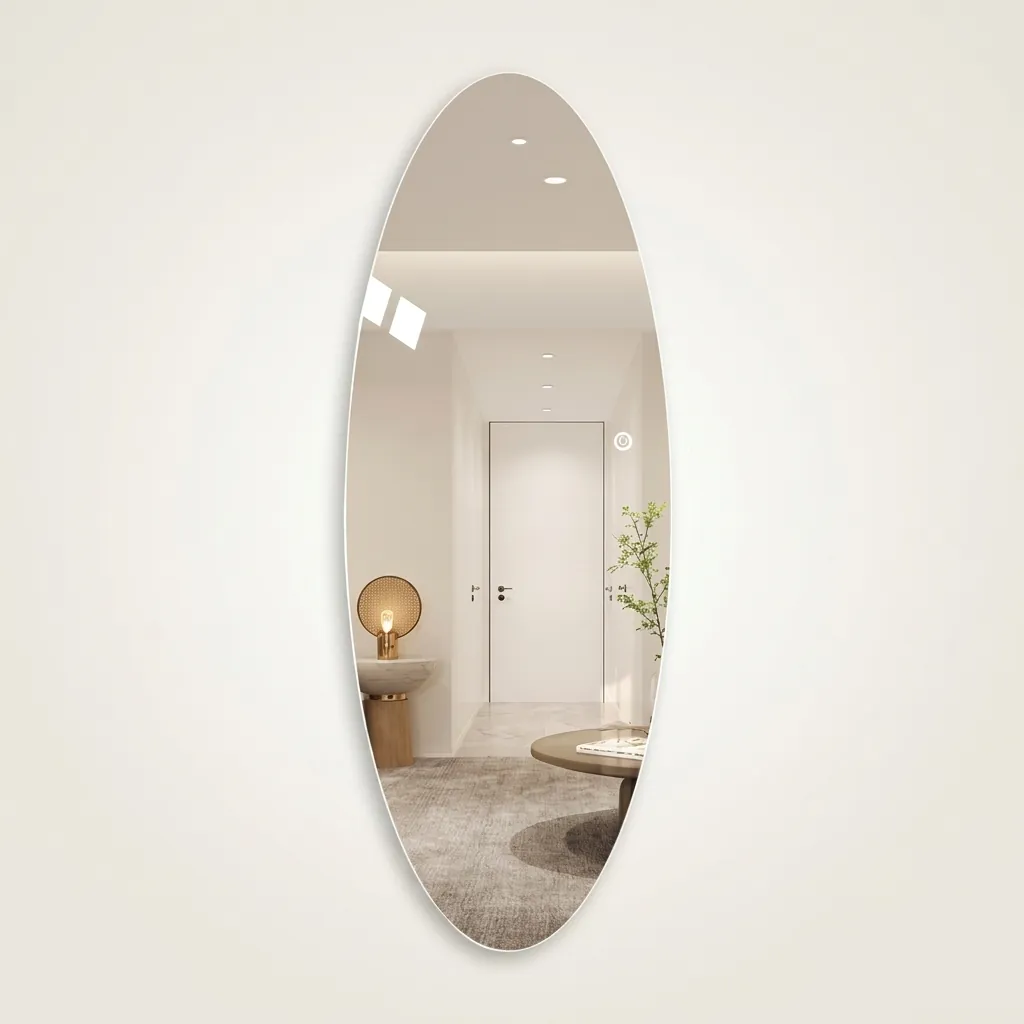 Oval Full-Length Frameless LED Backlit Mirror with Touch Dimmer — LHM-1080 (image 2)