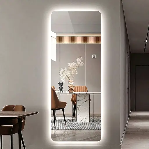 Round-Rect Full-Length Frameless Backlit Mirror with Touch Dimmer