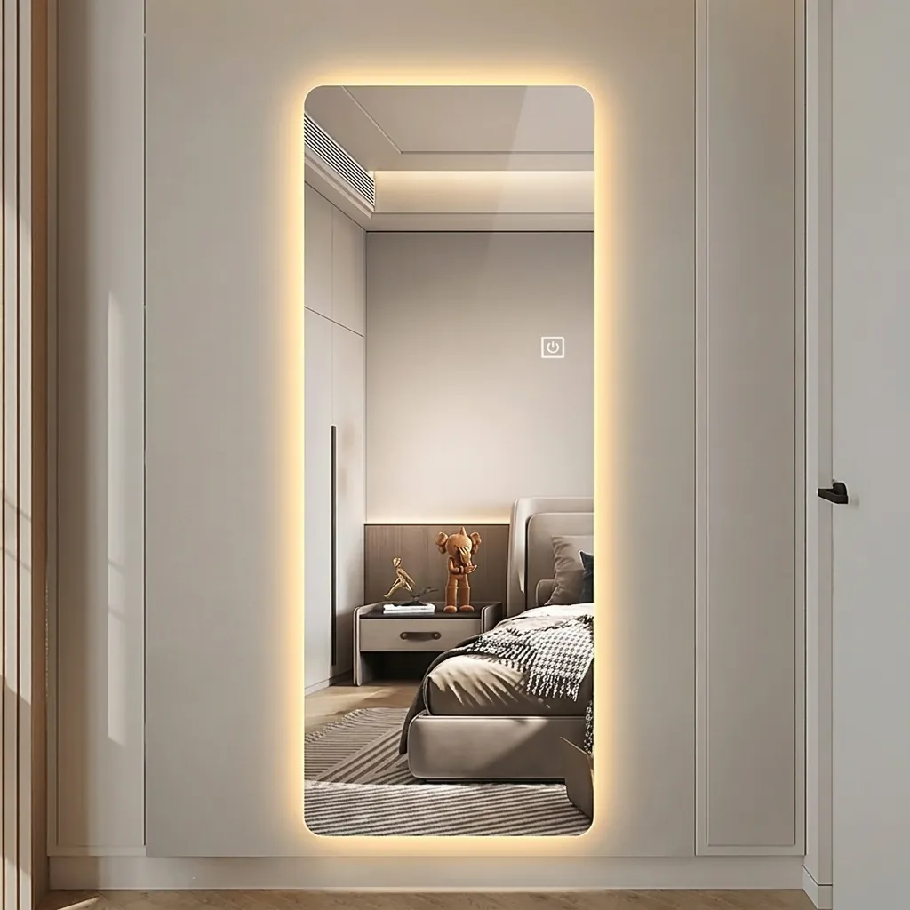 Round-Rect Full-Length Frameless Backlit Mirror with Touch Dimmer — LHM-1081 (image 3)