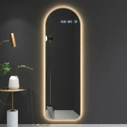Arch Full-Length Framed LED Backlit Mirror with Touch Dimmer [1082]