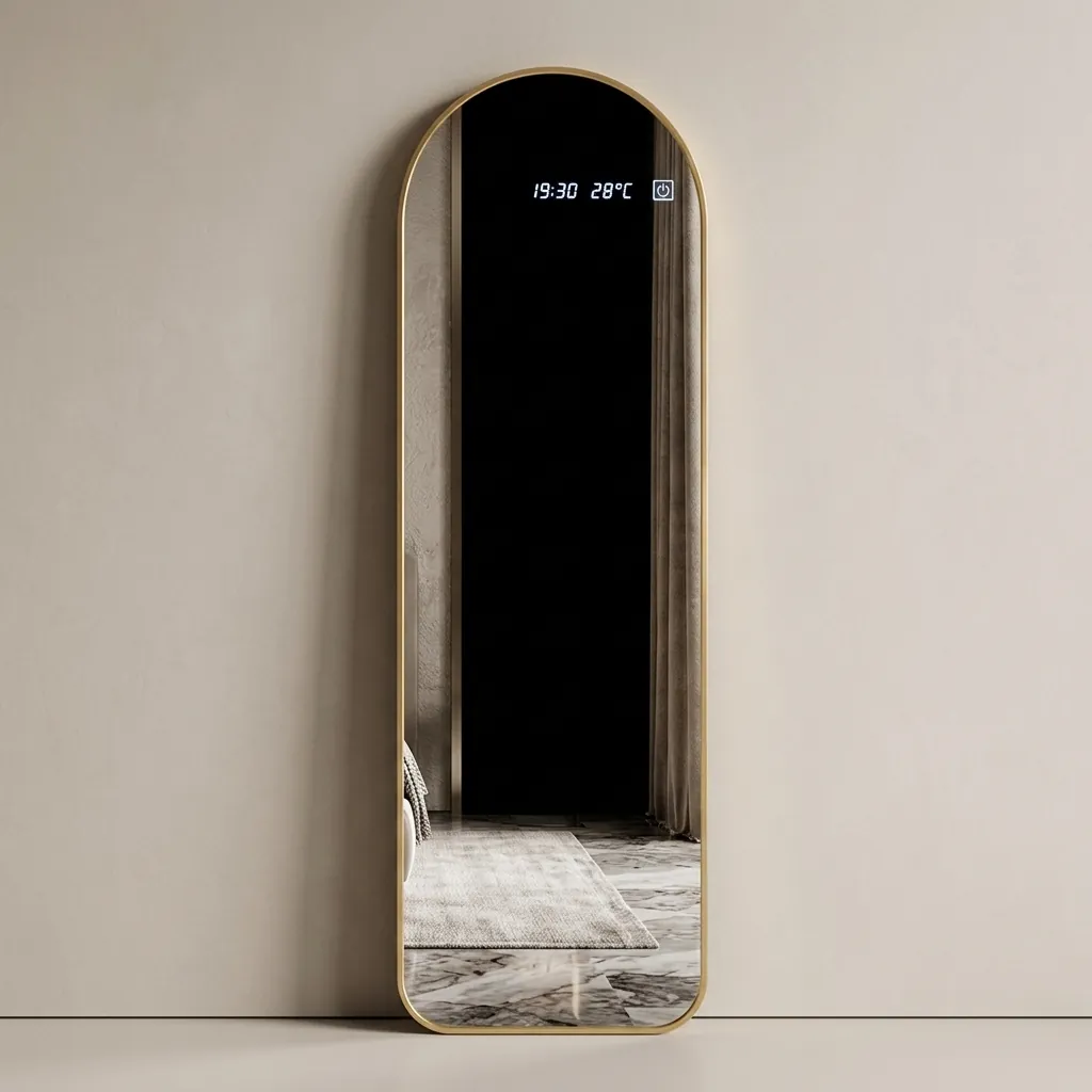 Arch Full-Length Framed LED Backlit Mirror with Touch Dimmer [1082] — LHM-1082 (image 2)