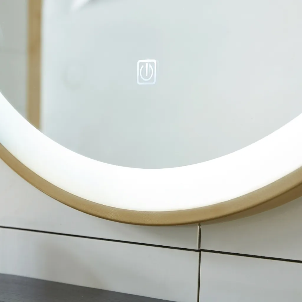 Round Ceiling-Hung Framed Front-Lit Mirror with Touch Dimmer [1083] — LHM-1083 (image 7)