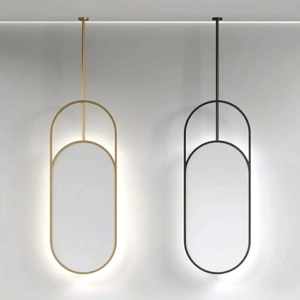 Oval Ceiling-Hung Framed LED Backlit Mirror with Touch Dimmer [1085] — LHM-1085 (image 2)