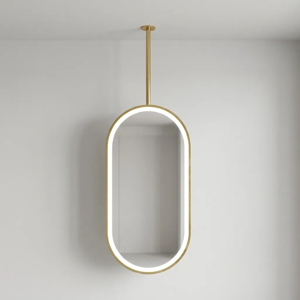 Oval Ceiling-Hung Framed LED Front-Light Mirror with Touch Dimmer [1086] — LHM-1086 (image 5)