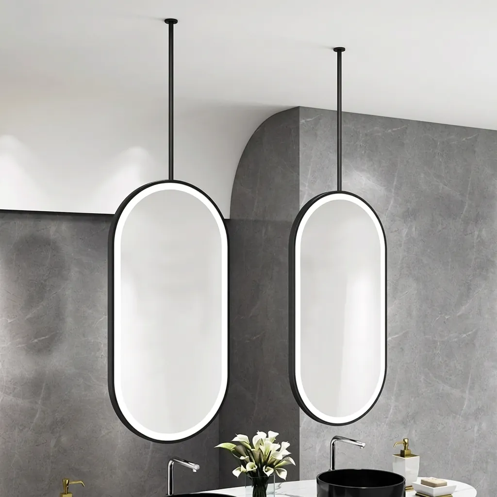 Oval Ceiling-Hung Framed LED Front-Light Mirror with Touch Dimmer [1086] — LHM-1086 (image 7)