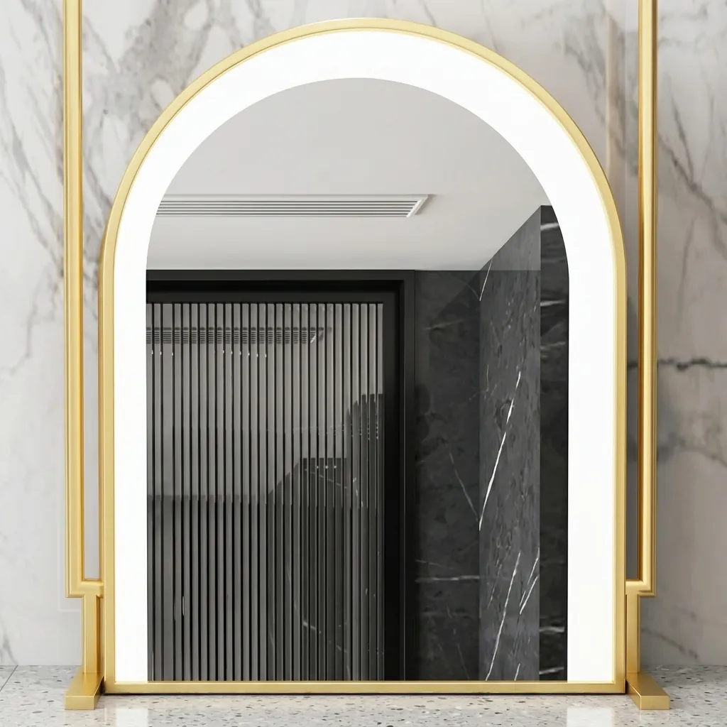 Oval Ceiling-Hung Framed LED Front-Light Mirror with Touch Dimmer [1087] — LHM-1087 (image 3)