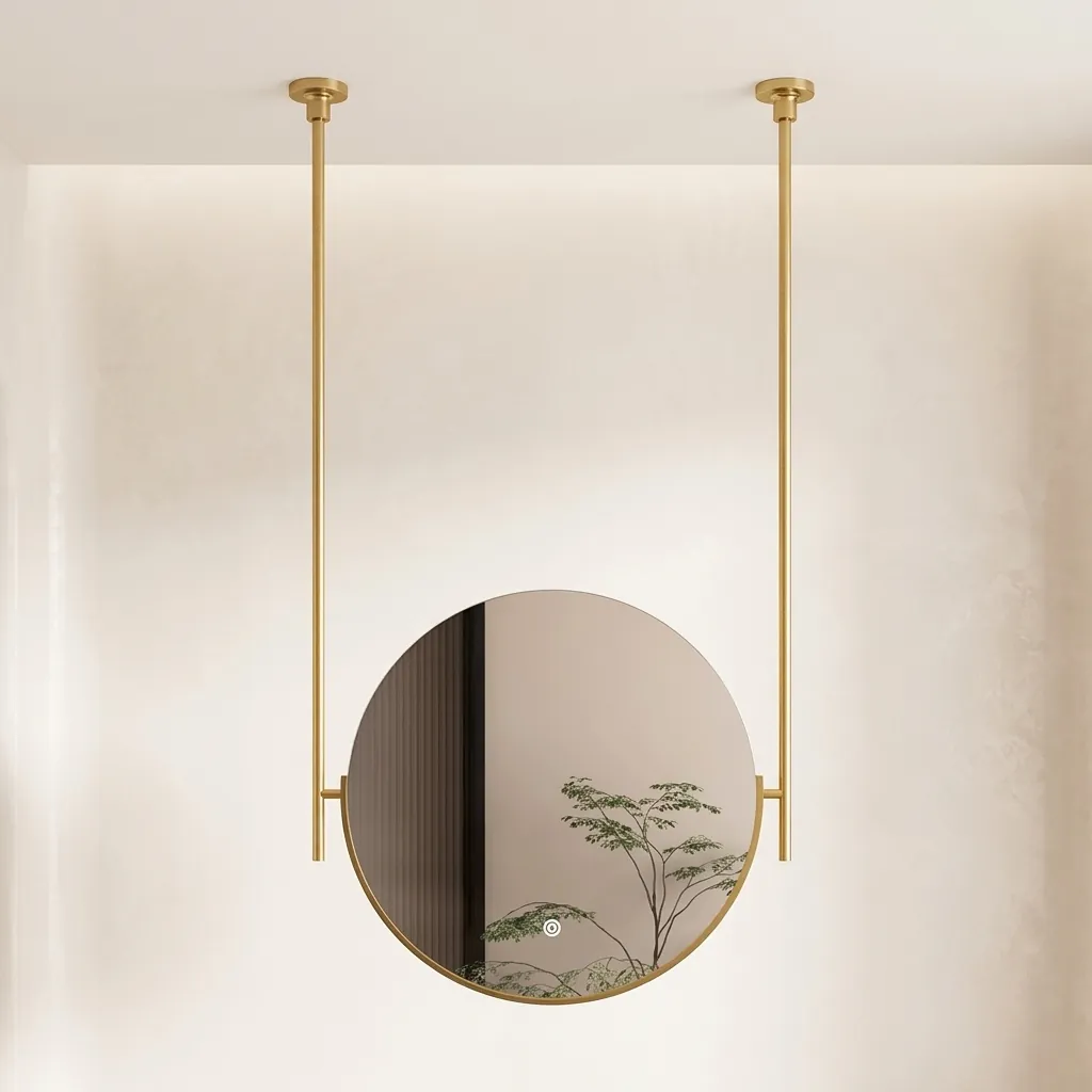 Round Ceiling-Hung Framed LED Backlit Mirror with Touch Dimmer — LHM-1088 (image 6)