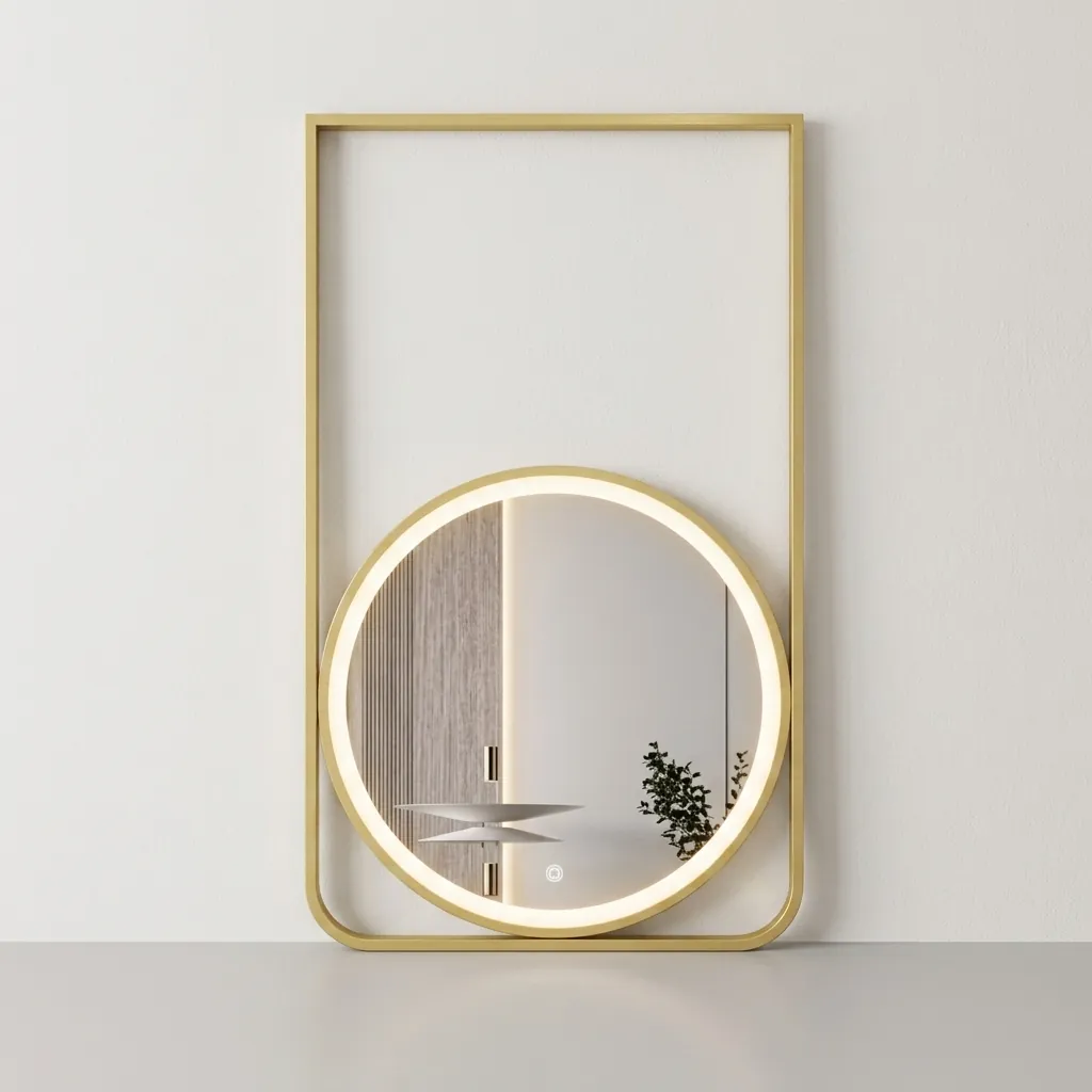 Round Ceiling-Hung Framed Front-Lit Mirror with Touch Dimmer [1091] — LHM-1091 (image 8)