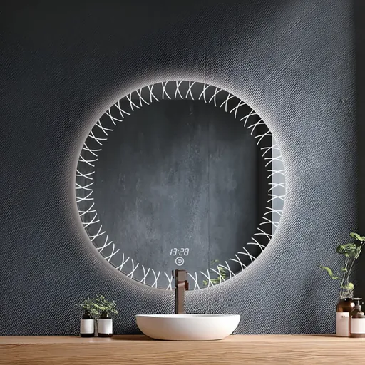 Round Crisscross Ring LED Bathroom Mirror — WLM-1085